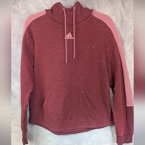 Adidas Medium Hoodie Speckled Burgundy And Pink
